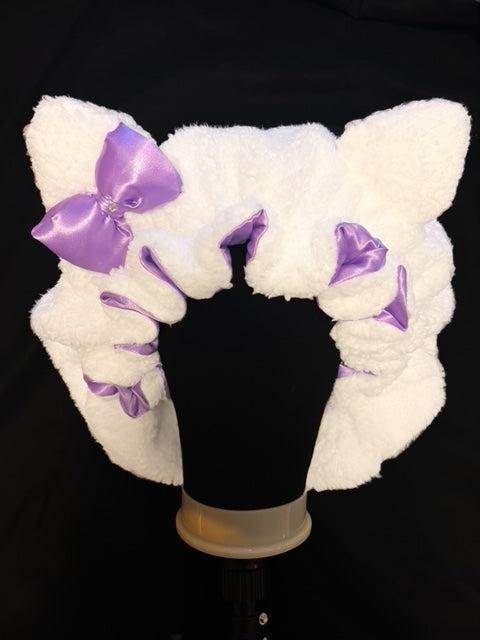 White/Purple or Pink Fur KItty Bonnet